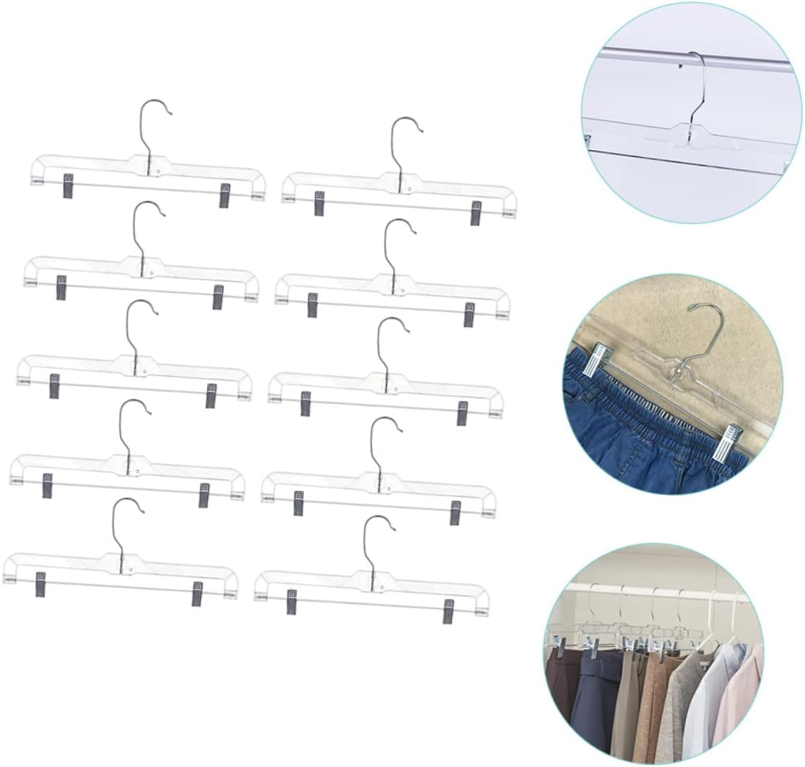 LABRIMP 10pcs Telescopic Trouser Rack Non Slip Pants Hangers Skirt Clips Portable Garment Rack for Wedding Dresses Formal Dresses Suits