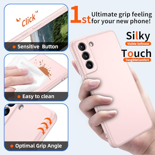 for Samsung Galaxy S21 FE 5G Case,Liquid Silicone Upgrade [Soft Anti-Scratch Microfiber Lining][2 HD Screen Protector][Full Camera Protection] Shockproof Phone Case for Samsung S21 FE 6.4 inch -Pink - image 7
