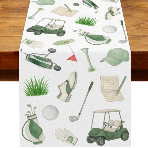 Heyfary Golf Party Decorations Lets Partee Table Runner Sports Ball Birthday Party Decoration Home Kitchen Dining Room Table Decor (13 x 72)