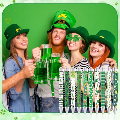 Supervitae 30 Pcs St Patrick's Day Ballpoint Pens Green Shamrock Lucky Clover 1.00 mm Black Ink Smooth Writing Pens for Women Aesthetic Office Supplies St Patricks Day Gifts Party Favors - Image 6