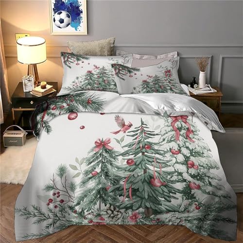 Parure de lit de Noël 140x200 en microfibres aquarelle festive - 6