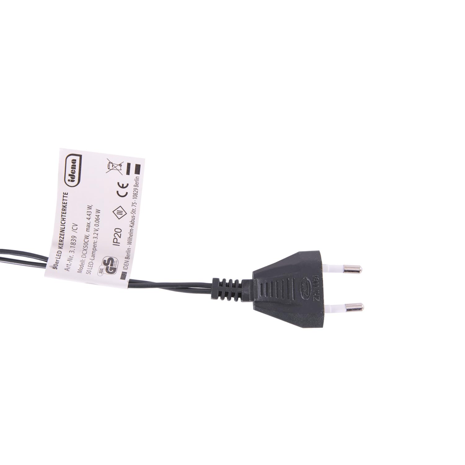 Idena 31839 - Lampki choinkowe LED z 50 świeczkami, świeczki w kolorze kości słoniowej z klipsami mocującymi, ok. 26 m długości, dekoracja świąteczna i oświetlenie choinki