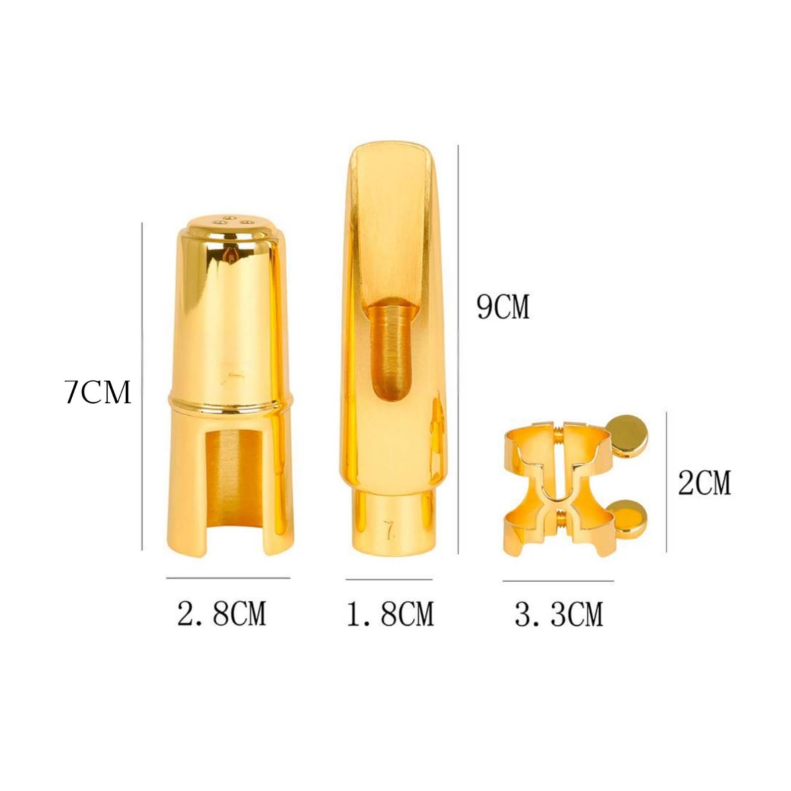 kowaku Bocchino per Sassofono Bocchino Sax Alto Boccaio Beccuccio in Metallo con Fascetta Custodia E Scatola in Bambù Suono Brillante Facile Emissione Adatto