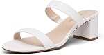 DREAM PAIRS Women's Two adjustable Strap Heels Open Toe Slip on Low Block Chunky Sandals Dress Summer Mules Shoes