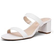 DREAM PAIRS Womens Two Strap Open Toe Low Block Chunky Heels Sandals Dress Pumps Casual Summer Mules Shoes