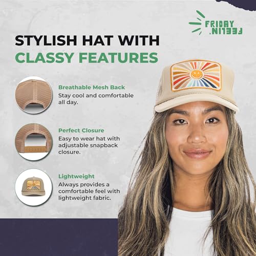 Image of Friday Feelin' Trucker Hat Women Men Baseball Cap Western American Fitted Trucker Hats Baseball Hat All Occasion - One Size