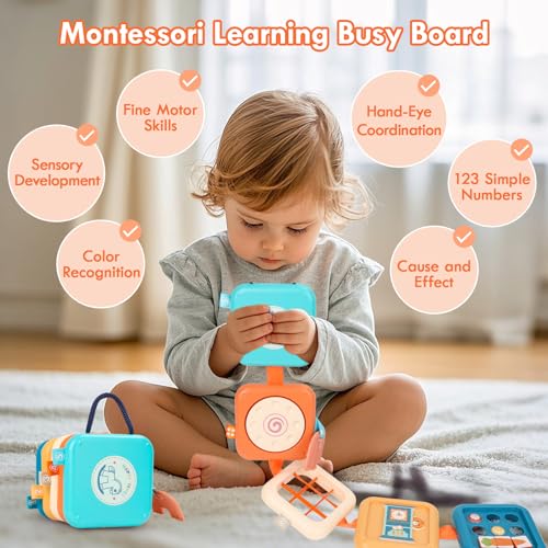 image for GRESEESM Montessori Busy Board for 1 Year Old, Toddlers Travel Toys fo