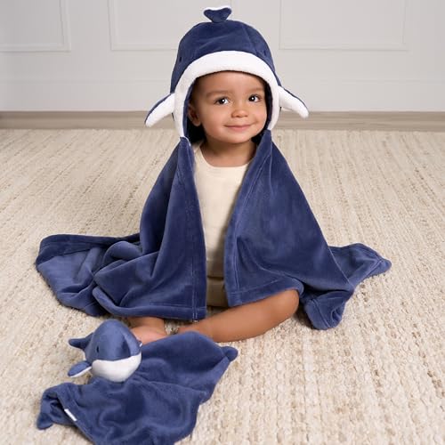 Image of Gerber Baby Unisex Hooded Wearable Blanket & Security Blanket Set, Coastal Calm, One Size