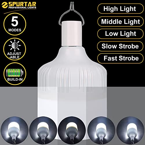 Spurtar LED Camping Tent Light, Dimmable Hanging Rechargeable USB Pendant Light, Battery Operated 5 Lighting Modes, Portable Outdoor Lantern with 1200 Lumen, Camping, Patio, Garden, Grill - Image 5