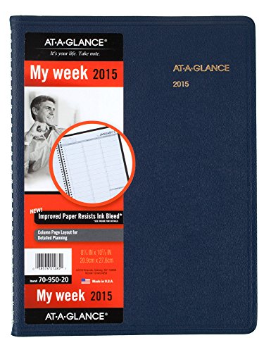 AT-A-GLANCE Weekly Planner 2015, Wirebound, 8.25 x 10.88 Inch Page Size, Navy (70-950-20)