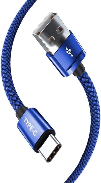 AMPLE Moto G22 Nylon double Braided USB C Charger Lead Fast Charging Cable 1M High Durability Compatible for Motorola Moto G82 G22 E32 E40 E30 E20 / G31 G41 G51 G71 5G G60s (BLUE)