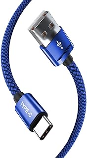 AMPLE Moto G22 Nylon double Braided USB C Charger Lead Fast Charging Cable 1M High Durability Compatible for Motorola Moto G82 G22 E32 E40 E30 E20 / G31 G41 G51 G71 5G G60s (BLUE)