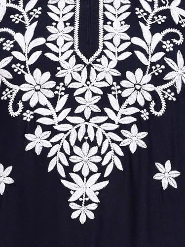 Image of Women Pink Ethnic motifs Embroidered Lucknowi Chikankari Long Kurti