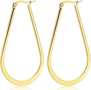 أقراط نسائية ، دائرية من ستانلس ستيل المقاوم للصدأ، أقراط هندسية، خالية من النيكل و الرصاص ، ذهبية