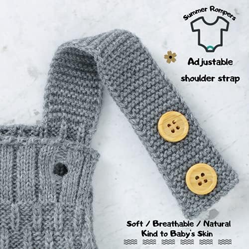 LAWKUL Baby Rompers Knitted Sleeveless Romper Cute One Piece Jumpsuits Summer Bodysuits Newborn Infant Outfits Toddler Clothes with Hat for Boys Girls Unisex
