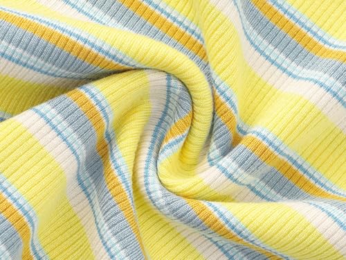 Image of Girls Striped T-Shirt Lettuce Trim Short Sleeve Top Size 6-16 | Soft stretch ribbed knit fabric, breathable blouse,summer outfit for big girls & teen, for school, party and daily activity