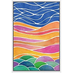 SIGNWIN Framed Canvas Wall Art Bright Blue, Orange,...