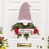 APCHFIOG Christmas Wreath Gnome with Pine Needle 30" Front Door Hanging Ornament Swedish Tomte Home
