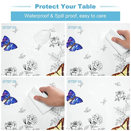 Pocass Floral Tablecloth Spring Summer Wild Flower Butterfly Tablecloths Rectangle Table Cloth Waterproof Table Cover For Easter Dining Holiday Parties (60 X 84 Inch) #TOP3