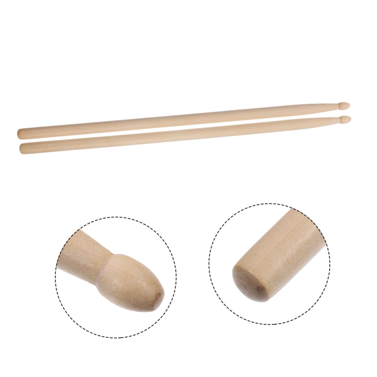Milisten 12pares Baquetas de Jazz para Batería de Madera con Punta Redonda para Practicar Casa Bandas Escolares Suministros para Percusión