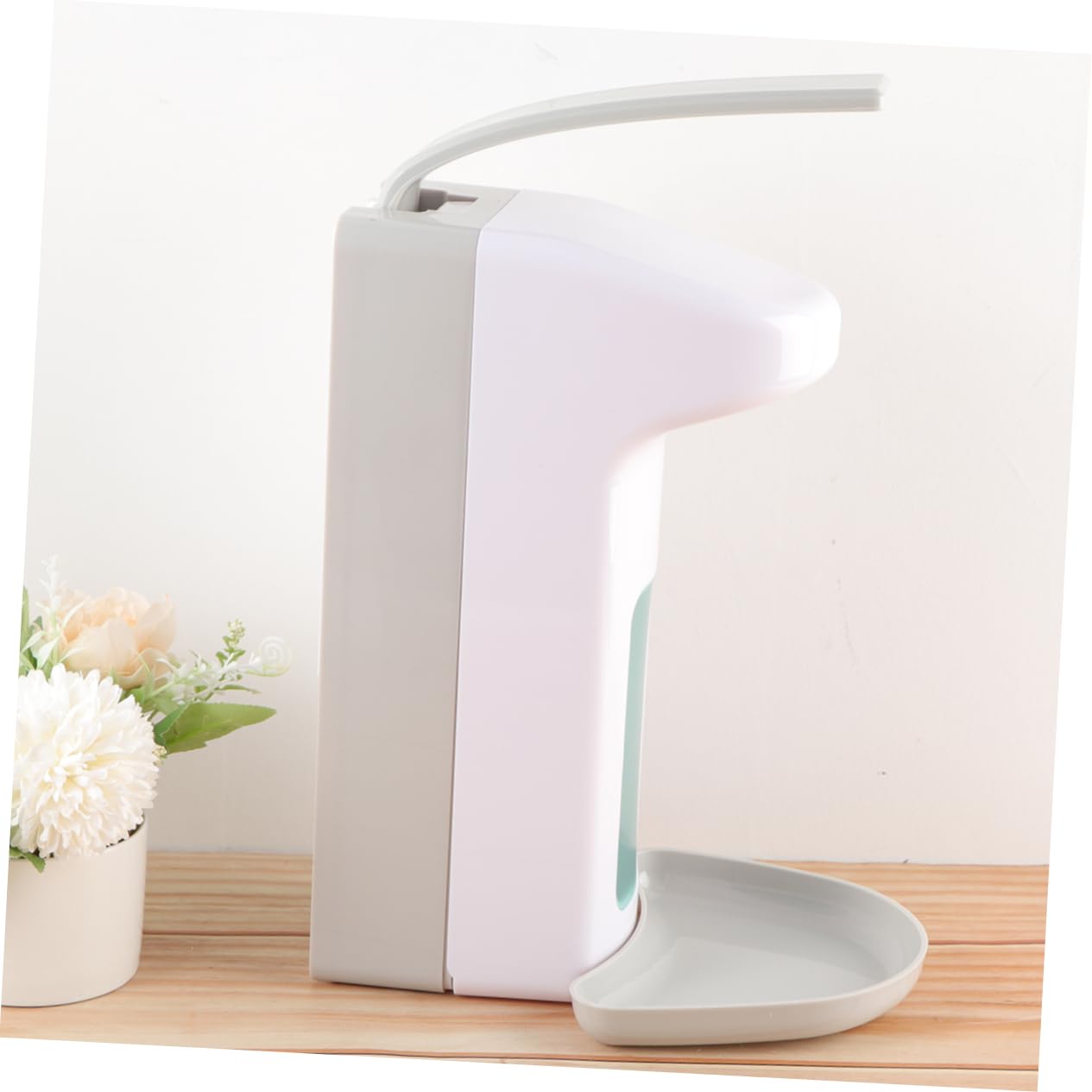 Dispensador de Jabón Líquido de Pared 1000ml Acero Inoxidable Abs | Blanco, Operación Manual Pulsador de Codo, 1 Pieza, Formato Colgante para Hotel y Hogar