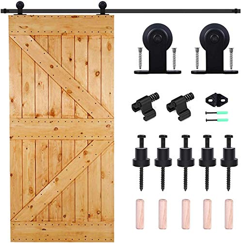 CCJH 5.5FT/1.67M Herraje para Puerta Corredera Kit de Accesorios para Puertas Correderas riel puerta corredera granero