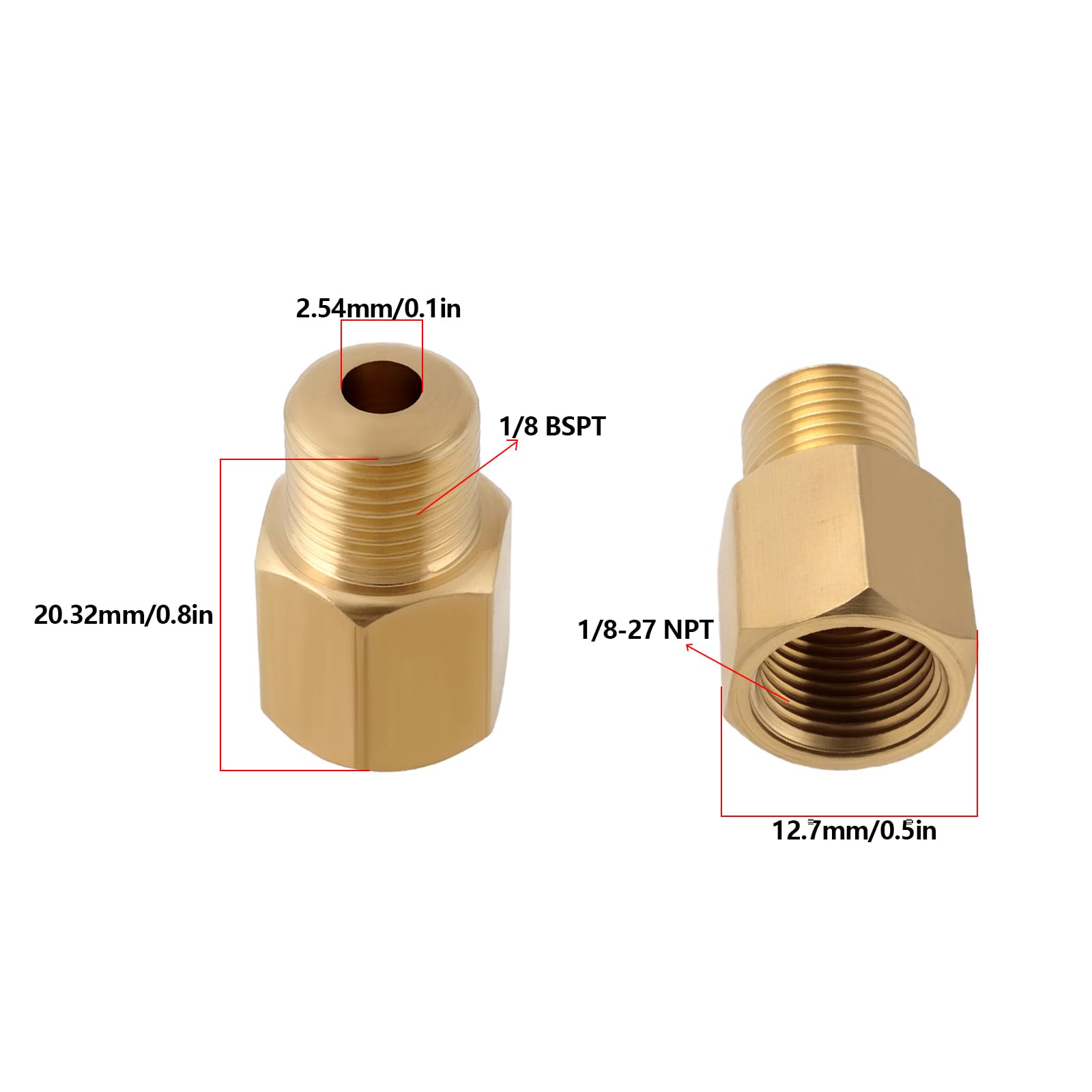Lot De 2 Adaptateurs Réducteurs NPT En Acier Inoxydable - 1/2" Mâle X 3/8" Femelle, Pour Air, Eau, Huile, Gaz