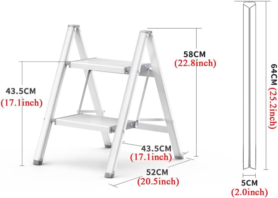 Ladder Folding Step Ladder Retractable Handrail Lightweight Step Stool Thickened Aluminum Alloy Safe Load-Bearing 150kg Ladder Stool Small Ladder Stools Home Kitchen