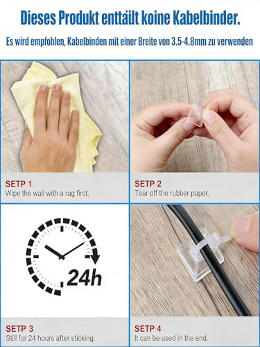 KLJ klebesockel für kabelbinder Transparent 50 Pack 20 X 20 mm, für Heim Büro Industriell