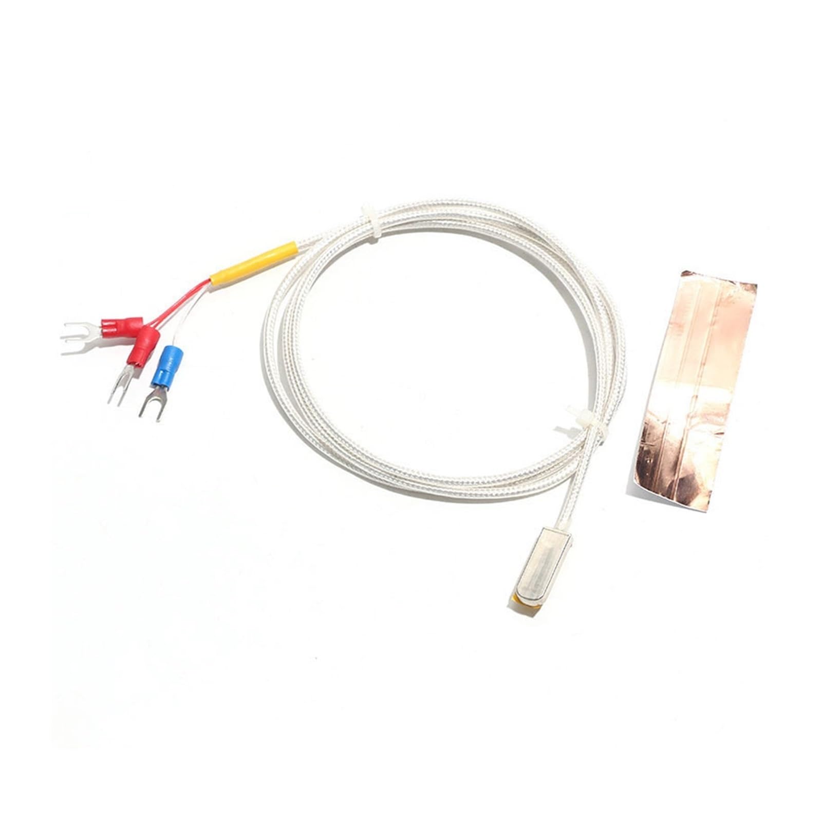 Sensor de temperatura parche medición superficie tipo K/PT100, sonda SUS304 resistente al agua con cinta lámina cobre, 1 ud(PT100 Cable 10m)