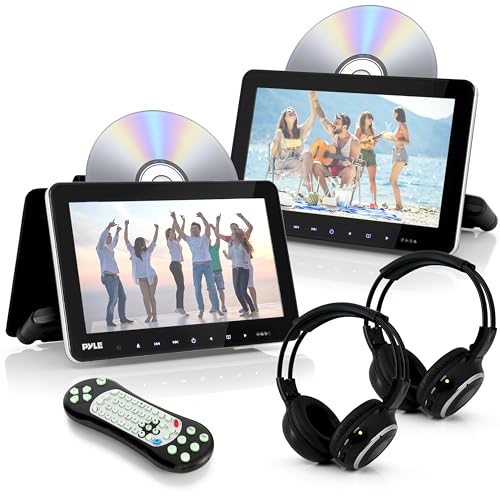 Pyle Lecteur DVD Appuie-Tête Voiture Double Écran 10,5 Pouces – Système Multimédia Auto avec HDMI, Haut-Parleurs Stéréo, Support de Montage et Écran...