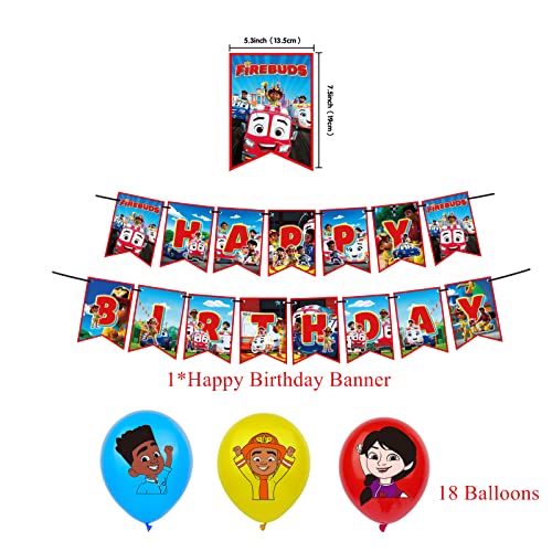 Firebuds Birthday Party Supplies, Cartoon Adeventure Theme Party Decorations With Happy Birthday Banner, Cupcake Cake Toppers, Balloons For Kids Party Favors #TOP1