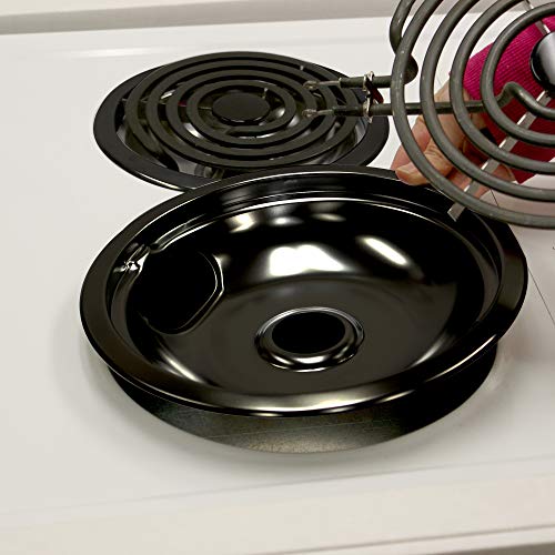 Range Kleen P119204XN 4 Pack Style B Black Porcelain Drip Bowls 2 Small 6 Inch and 2 Large 8 Inch
