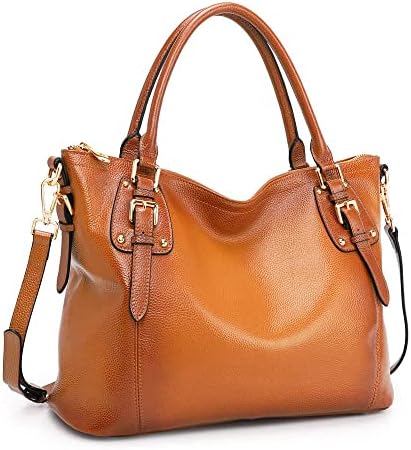 Kattee Women's Genuine Leather Handbags Shoulder Tote Organizer Top Handles Crossbody Bag Satchel Designer Purse Large Capacity (X-Large, Sorrel)