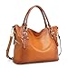 Kattee Women's Vintage Genuine Soft Leather Tote Shoulder Bag (Sorrel, Large)