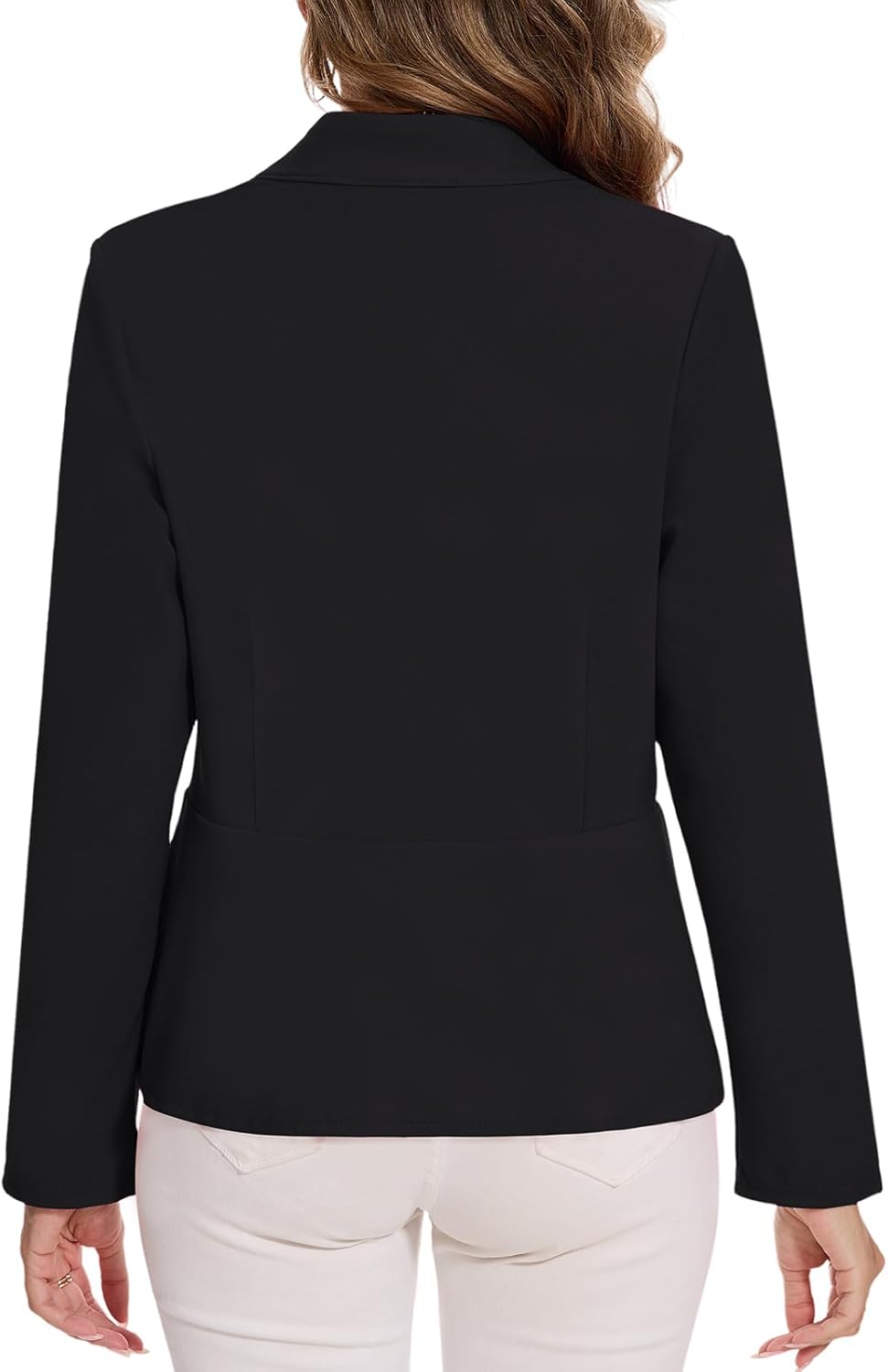 MINTLIMIT Women's Ruffle Hem Blazer Long Sleeve Hook Open Front Notched Collar Peplum Blazers Business Office Suit Jacket