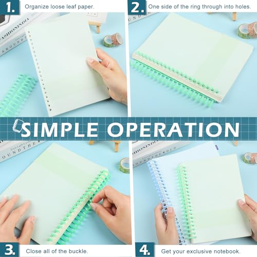 15 PCS Plastic Binding Combs, NEWEST 30 Rings Click Binding Coils, 3/4 Inch Diameter Comb Binding Spines, Assorted Colored 80 Sheets Capacity Binder Combs for Notebooks, Documents