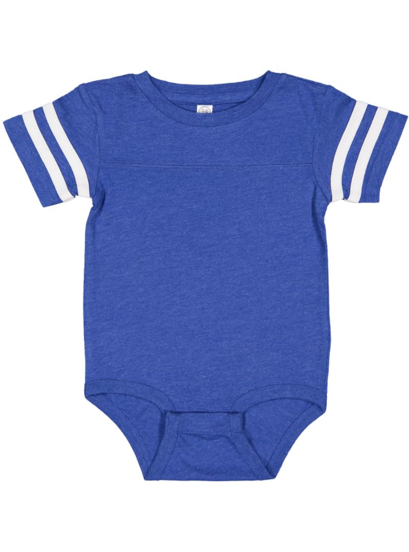 Custom Football Sport Jersey Baby Bodysuit Personalized with Name and Number (Newborn, Vintage Royal)