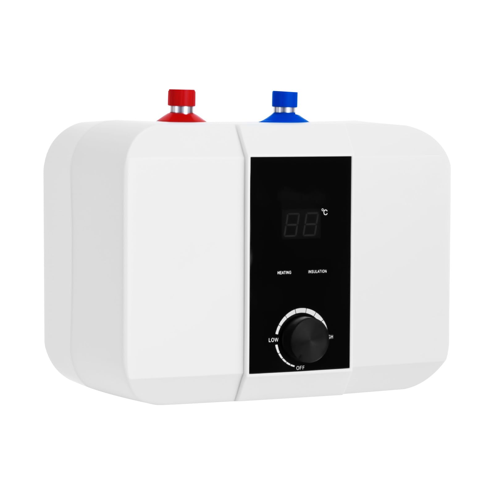 Boiler dolny 6 l, 1500 W, mały zbiornik ciepłej wody, elektryczny bojler ciepłej wody ze stali nierdzewnej z wyświetlaczem LED 0-65℃ IPX4, odporny na ciśnienie, do kuchni, łazienki, umywalki
