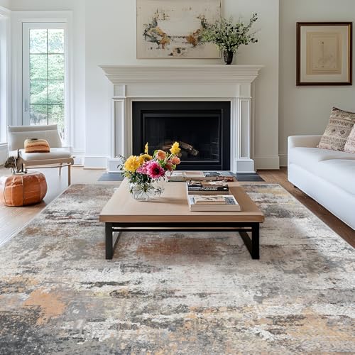 MAST DOO Tappeto moderno a pelo corto, astratto, grande 160 x 230 cm, lavabile, antiscivolo, per soggiorno, sala da pranzo, ufficio, decorazione ruggine