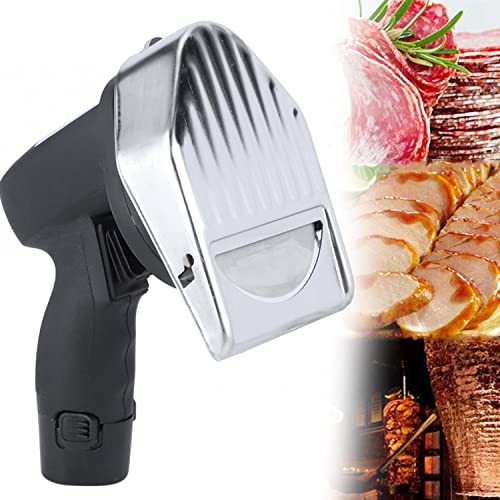 YNITJH Inalámbrica Gyro Knife Cortador De Kebab Eléctrico Comercial Shawarma Cortador De Carne Cuchillos De Kebab Portátiles con 2 Cuchillas Espesor Ajustable 0-8mm,para Restaurante Hogar