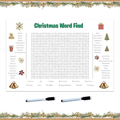 HiCWX Póster gigante de búsqueda de palabras navideñas