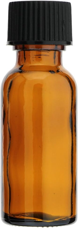 72 Pieces Boston Round 1/2 OZ 15 ML Amber Glass Bottles with Poly Cone Lined Black CAPS