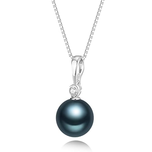 YAMI Black Tahitian Pearl Pendant Necklace, 11-13mm Saltwater Cultured Round