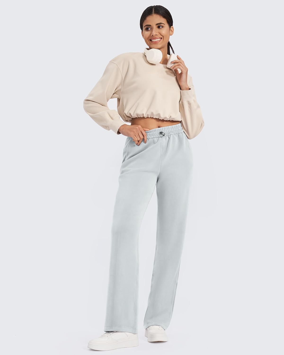 G4Free Smoofit Modal Soft Wide Leg Sweatpants Yoga Pants with Pockets Drawcord Casual Lounge Pants - Image 2