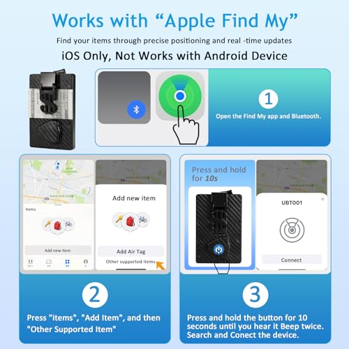 Carteira masculina rastreável – Suporte de cartão de crédito antiperda Bluetooth de couro com clipe