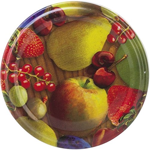 10 Ersatzdeckel mit Twist-Off Verschluss für Einkochgläser - Deckel mit Obstdekor - TO 58 mm Cover