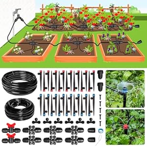 240FT Drip Irrigation System Kit New Quick-Connect, Automatic Garden Watering Misting System for Greenhouse, Yard, Lawn, Plant with 1/2 inch Hose 1/4 inch Distribution Tubing and Accessories