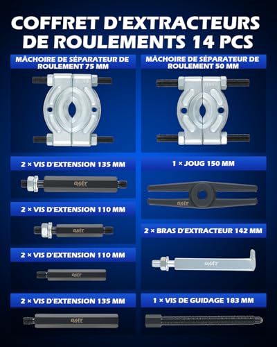 OMT Arrache Roulement 5 Tonnes, Kit Extracteur Avec Séparateur 2" Et 3" – vue 2