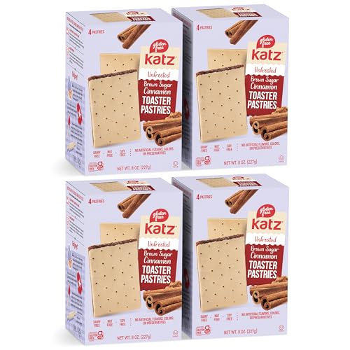 Image of Katz Gluten Free Unfrosted Cinnamon Toaster Pastries. School Snacks. Free of Dairy, Peanuts, Tree Nuts, and Sesame, No Artificial Color. Kosher. 8oz (4pk)